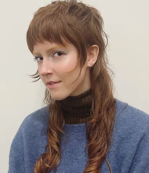 Charming Mullet with Face-Framing Bangs