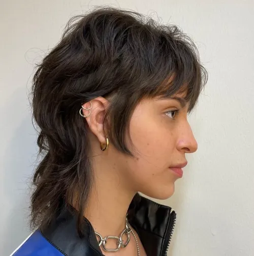 Modern Wolf Haircut with Long Bangs