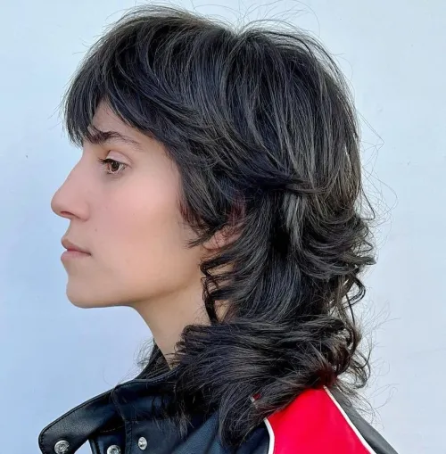 Mullet with Bangs and Gradual Layers