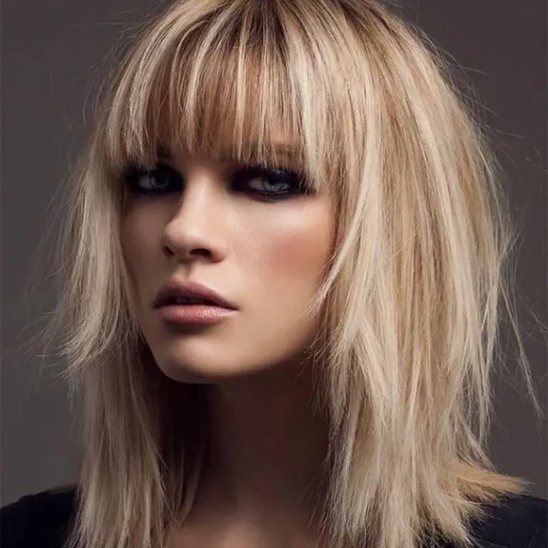 Straight Blonde Wolf Cut With Choppy Bangs