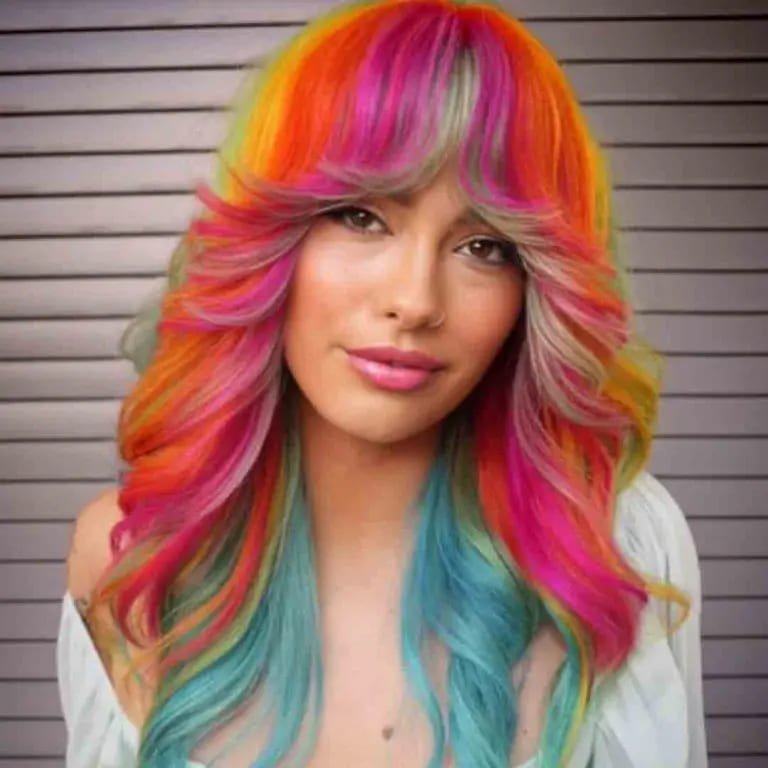  Butterfly Rainbow Shag Cut for Long Hair