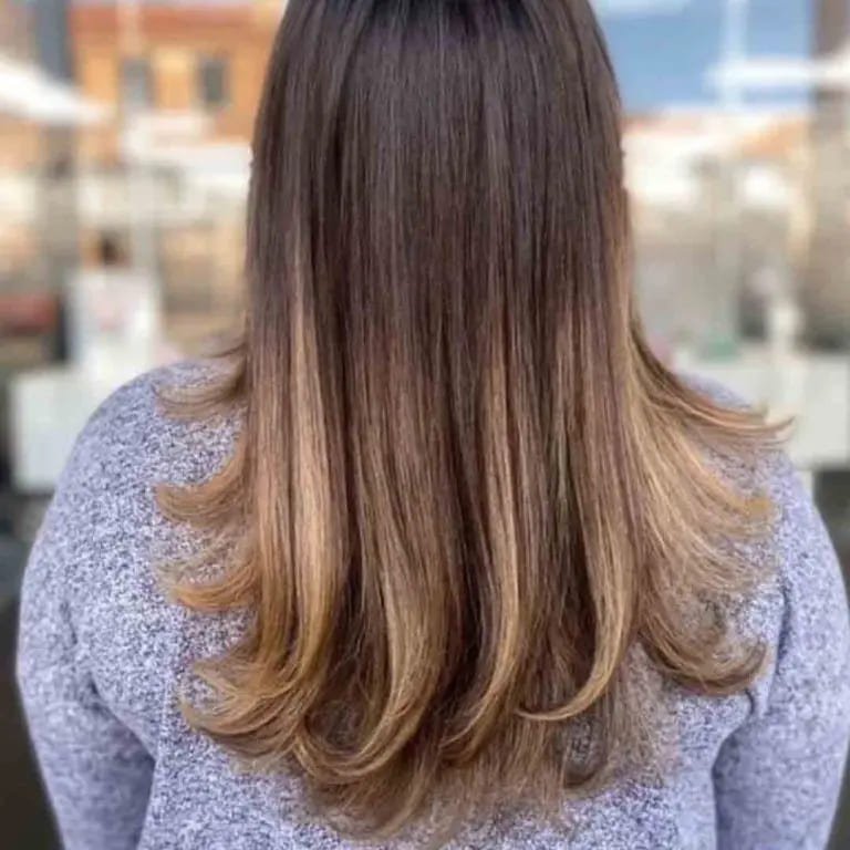 Octopus Cut on Straight Long Hair With Balayage Highlights