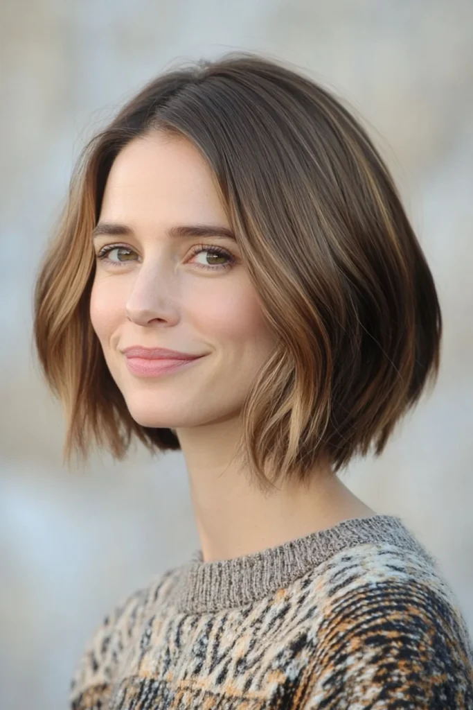 10 Stunning Medium Bob Hairstyles 4 Angled Bob with Chestnut Balayage