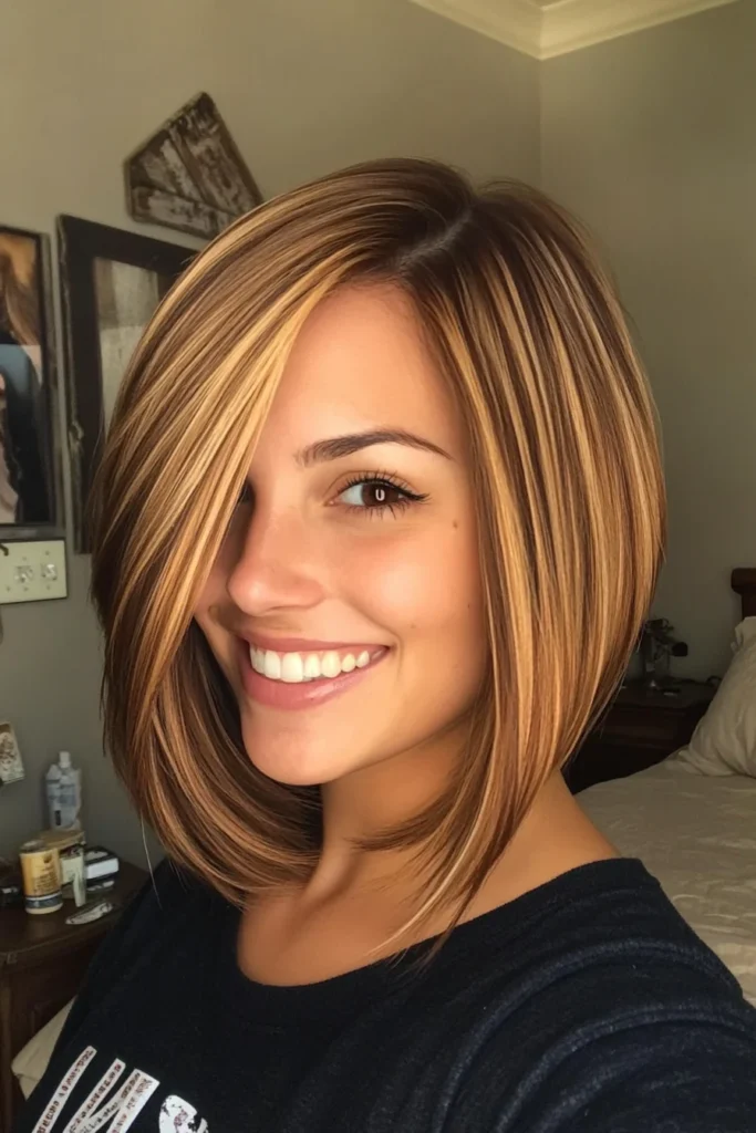 8 Effortless Bob Haircuts for Fine Hair 8 Asymmetrical Bob in Golden Brown