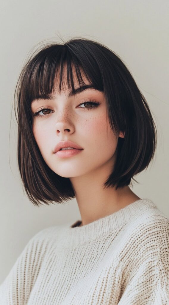 10 Gorgeous Straight Hairstyles 8 Blunt Bob with Bangs