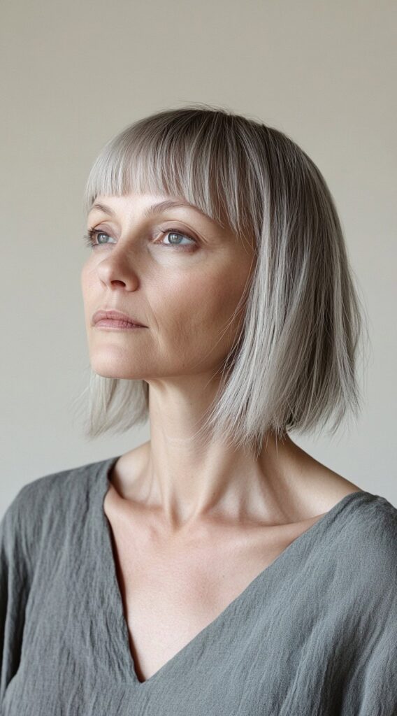 10 Flawless Fine Hair with Bangs Hairstyles 9 Blunt Bob with Straight Fringe