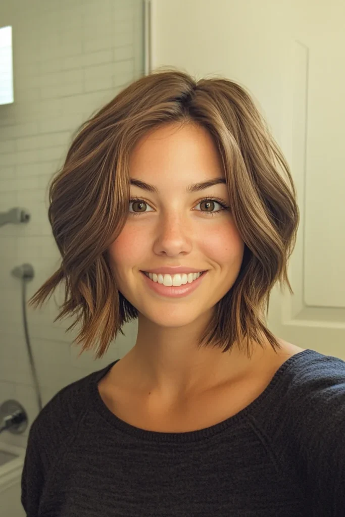 Caramel Brown Textured Bob