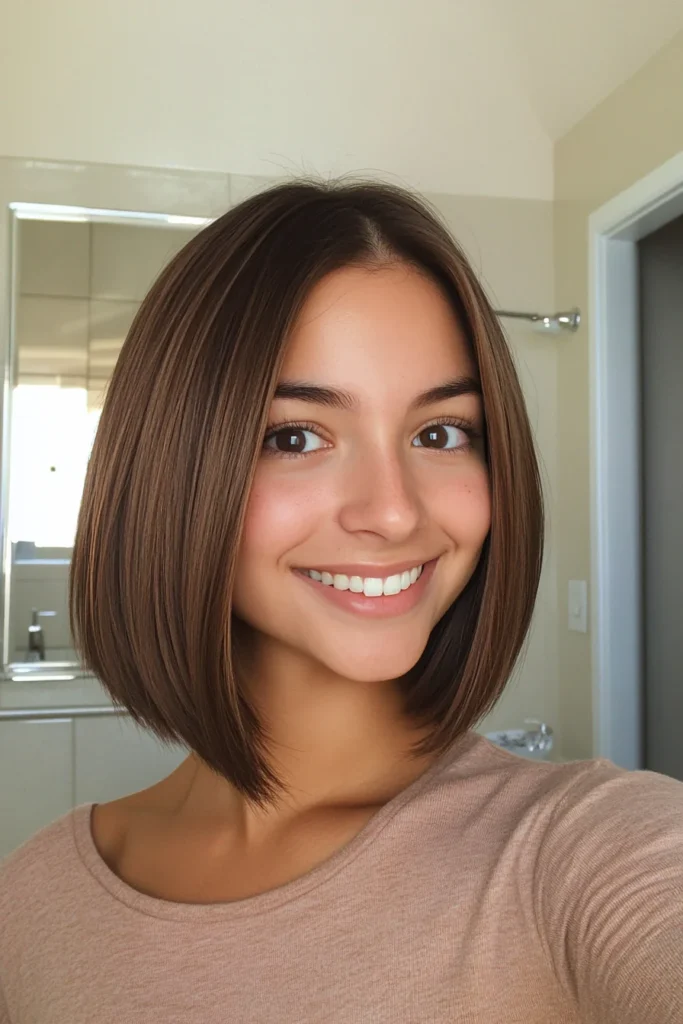 10 Chic Straight Bob Haircuts 11 Caramel Brunette Bob with Face-Framing Layers