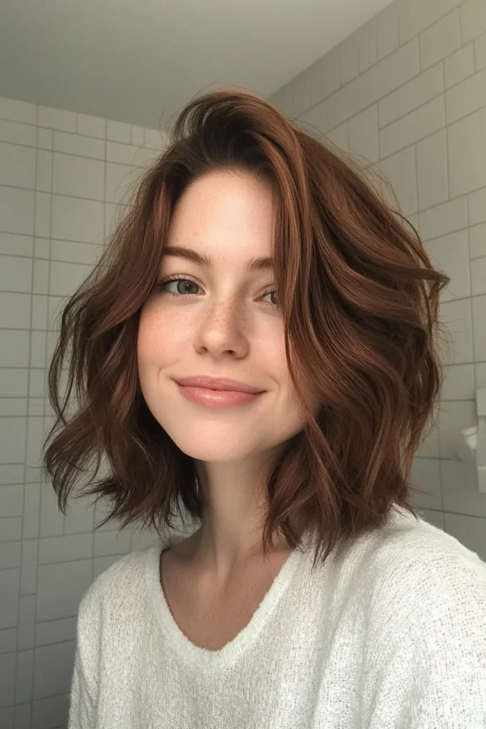 Chestnut Brown Tousled Bob