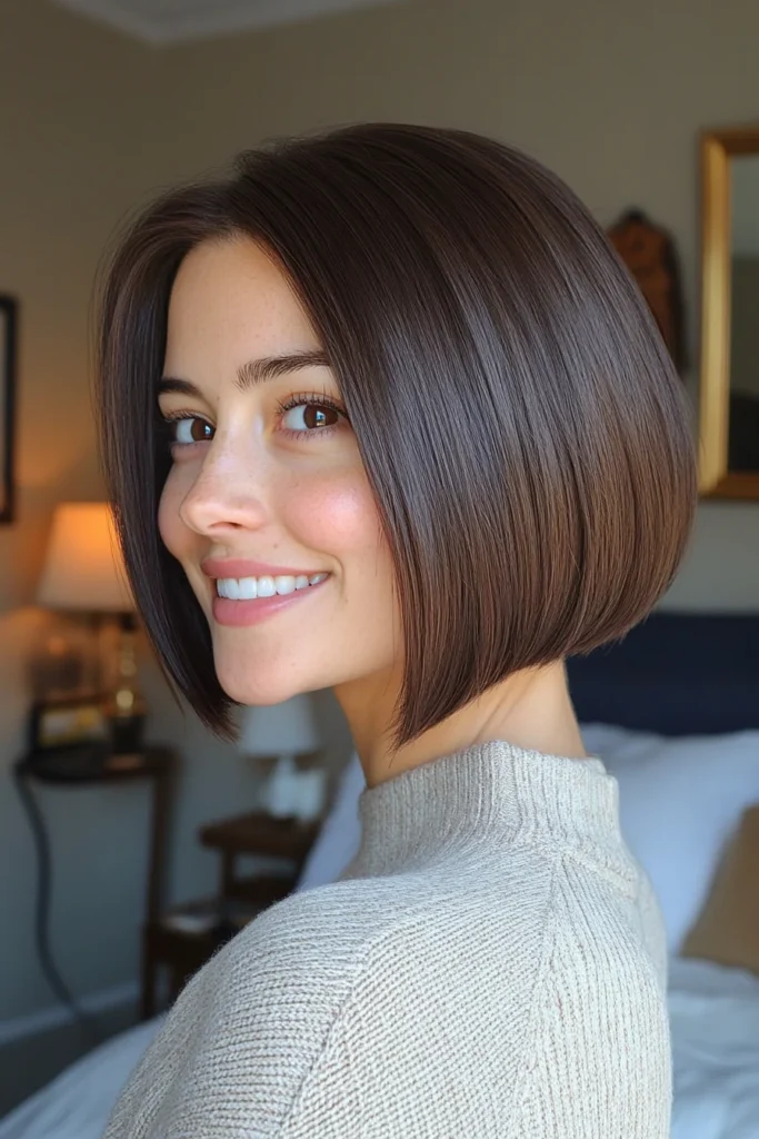 8 Effortless Bob Haircuts for Fine Hair 3 Chin-Length Blunt Bob in Classic Brunette