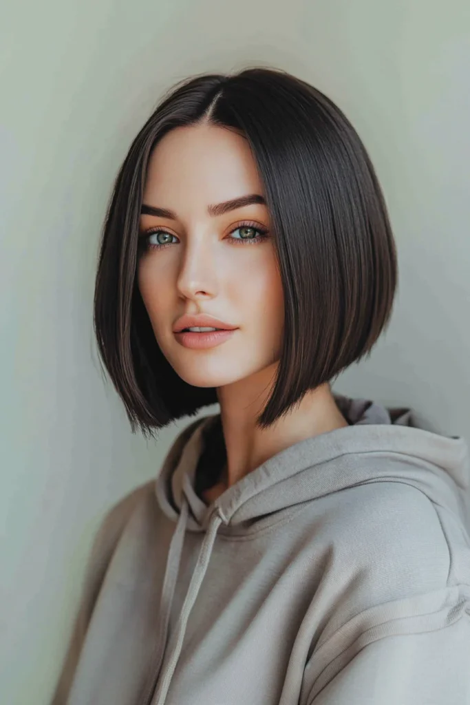 10 Stylish Bob Hairstyles for Thin Hair 3 Chin-Length Sleek Bob in Ash Brown