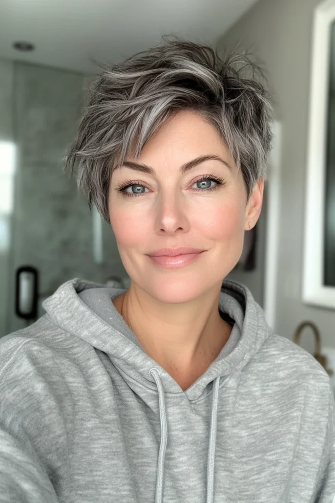 Choppy Pixie in Salt-and-Pepper Blend