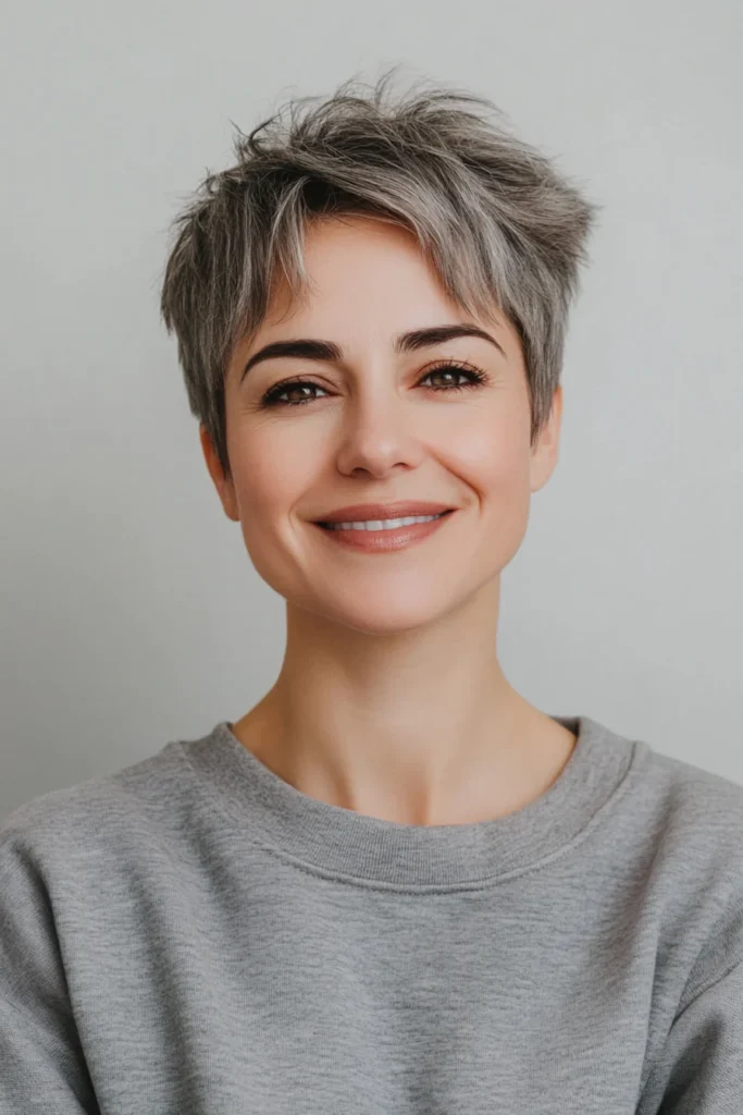 Choppy Pixie with Smoky Silver Highlights