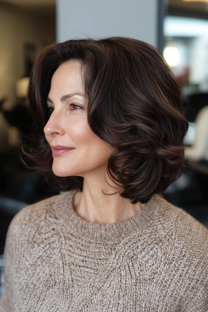 10 Stunning Bob Hairstyles for Women Over 50 10 Curled Under Bob with Glossy Finish