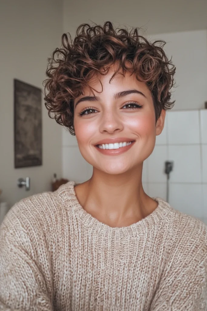 Curly Pixie with Auburn Accents