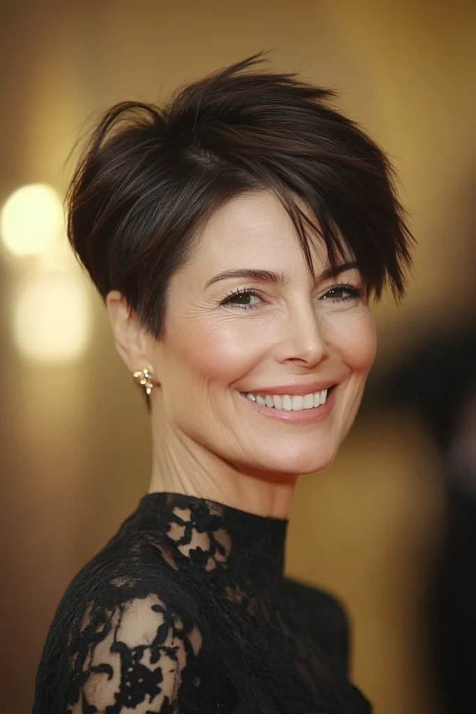 10 Stunning Short Wispy Haircuts for Older Women 11 Dark Chocolate Tapered Pixie