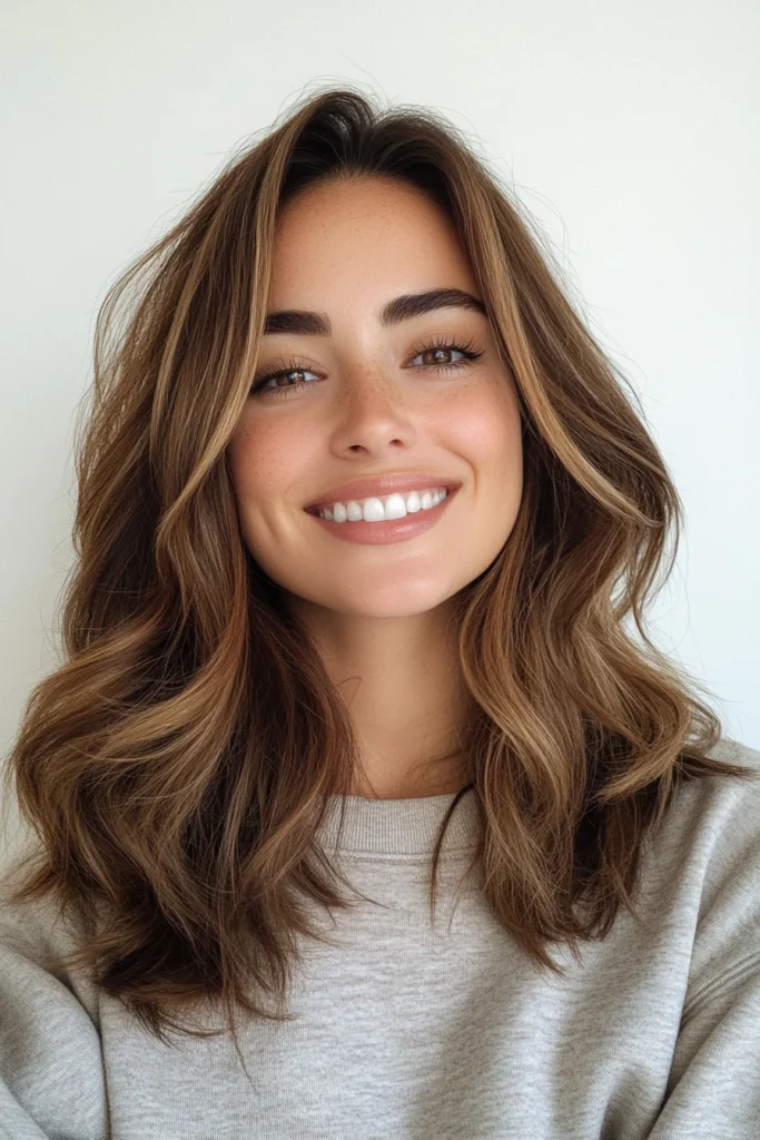 10 Stunning Medium Length Layered Haircuts 3 Face-Framing Layers with Caramel Balayage