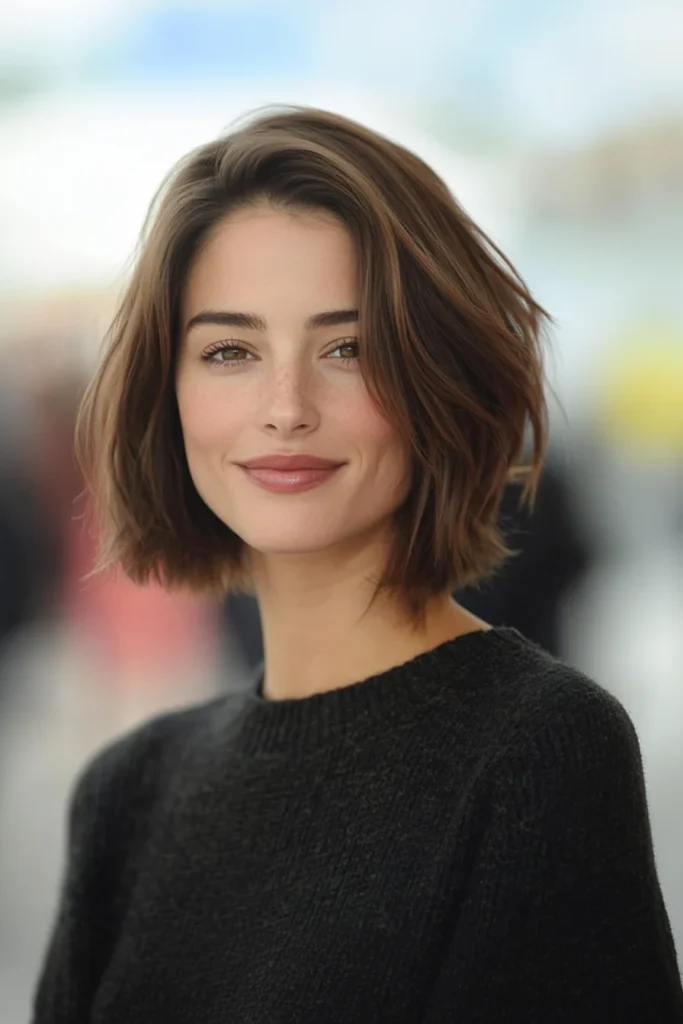 10 Stylish Bob Hairstyles for Thin Hair 5 Feathered Bob in Chestnut Brown