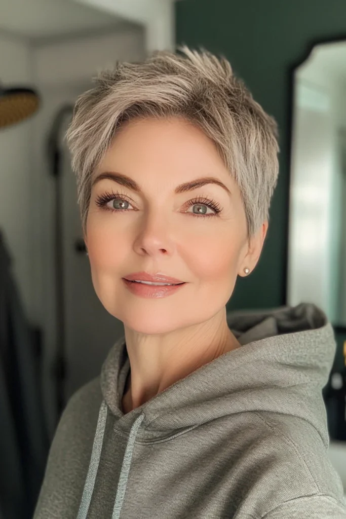 10 Short Hairstyles for Older Women with Thick Hair 5 Feathered Crop