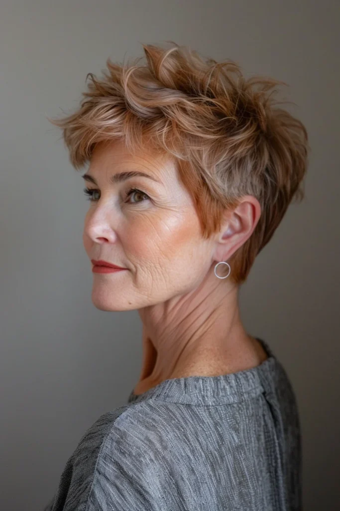 10 Stunning Short Hairstyles for Women Over 60 with Fine Hair 8 Feminine Shag Cut with Strawberry Blonde Accents