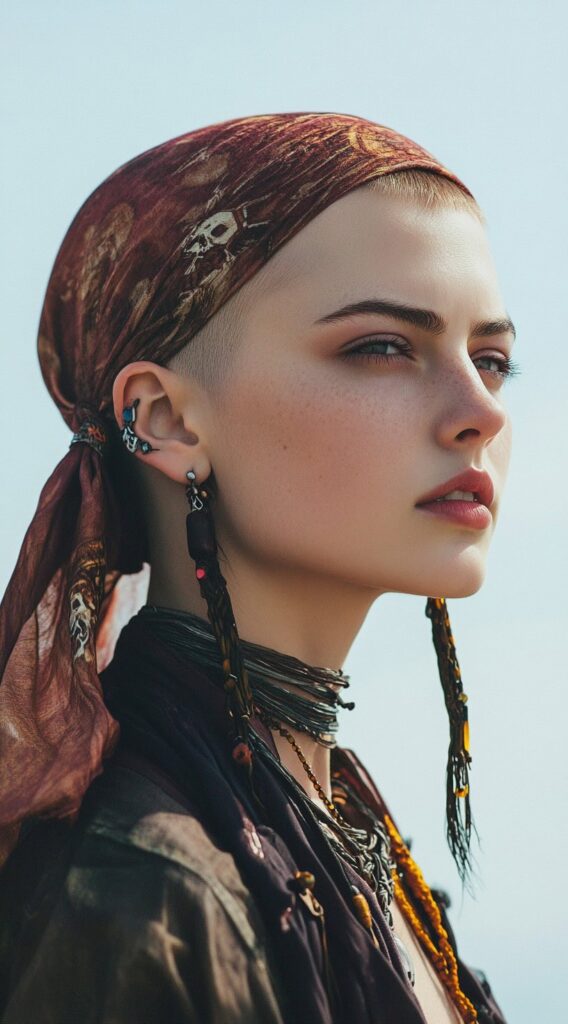 10 Pirate Hairstyles for Women 7 Headscarf Over Short Hair