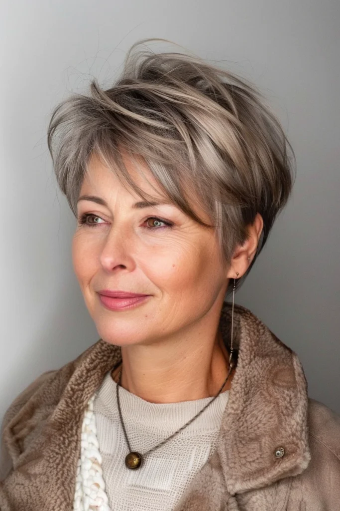 10 Stunning Short Hairstyles for Women Over 60 with Fine Hair 4 Layered Crop for an Oval Face in Soft Chestnut
