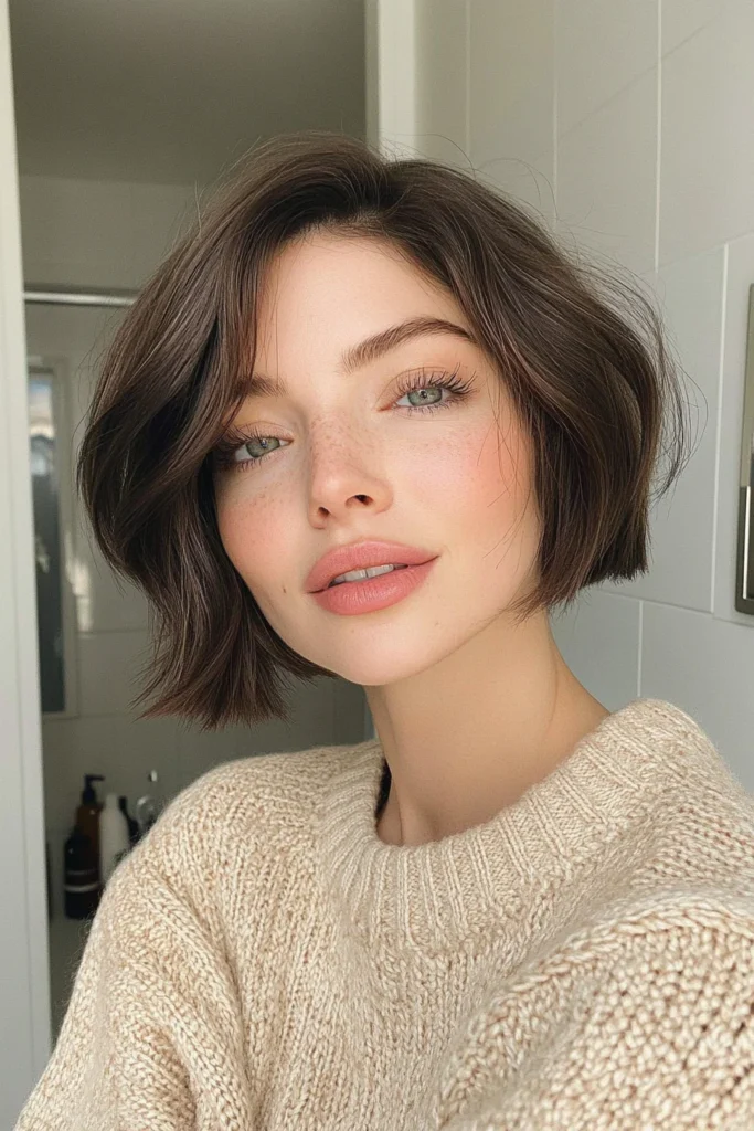 10 Stunning Short Choppy Layered Haircuts 10 Layered French Bob in Rich Chestnut