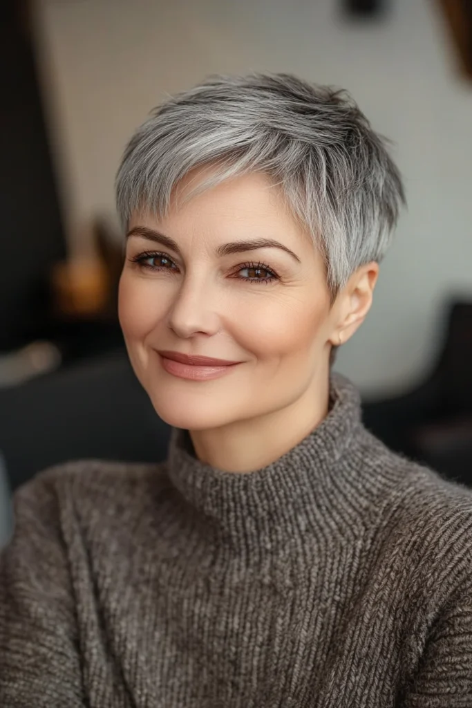 10 Chic Short Hairstyles for Women Over 50 11 Layered Razor Cut – Smoky Gray