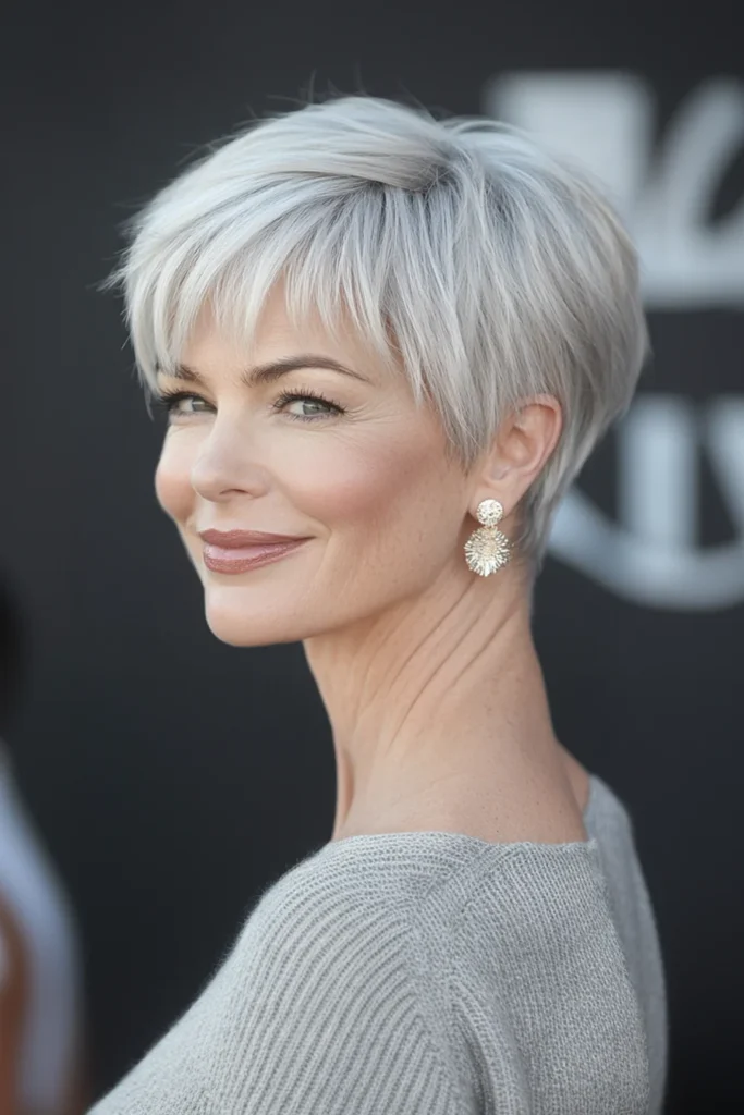 10 Short Hairstyles for Older Women with Thick Hair 2 Layered Silver Pixie