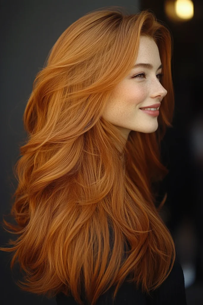 10 Chic Haircuts for Fluffy Hair 6 Long Flowing Layers in Auburn