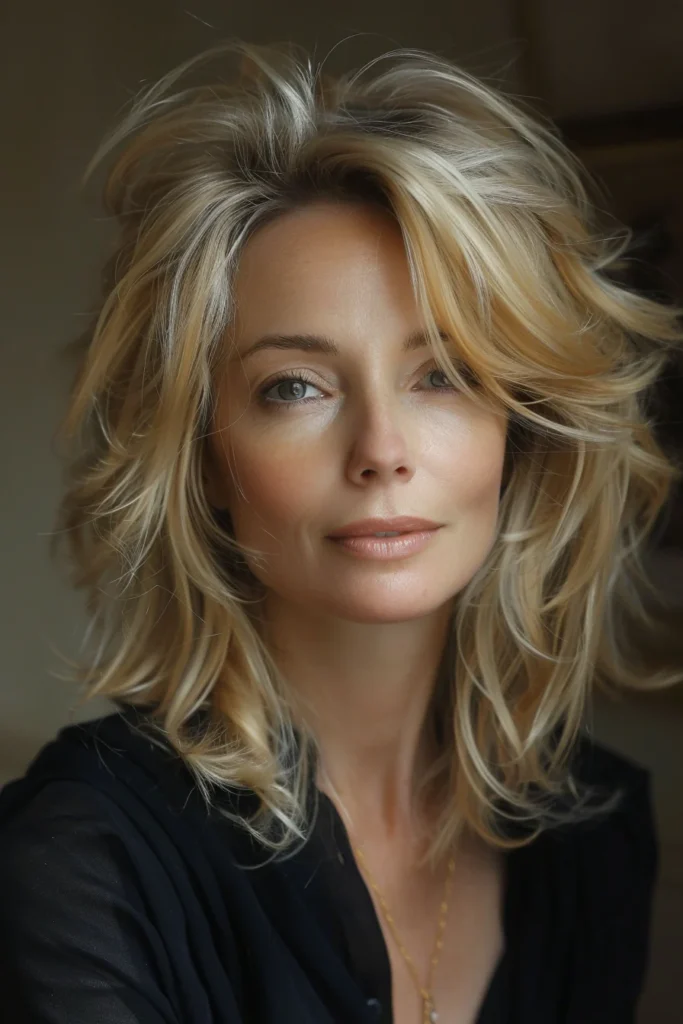 10 Stylish Shag Hairstyles for Women Over 50 8 Long Shag with Feathered Layers