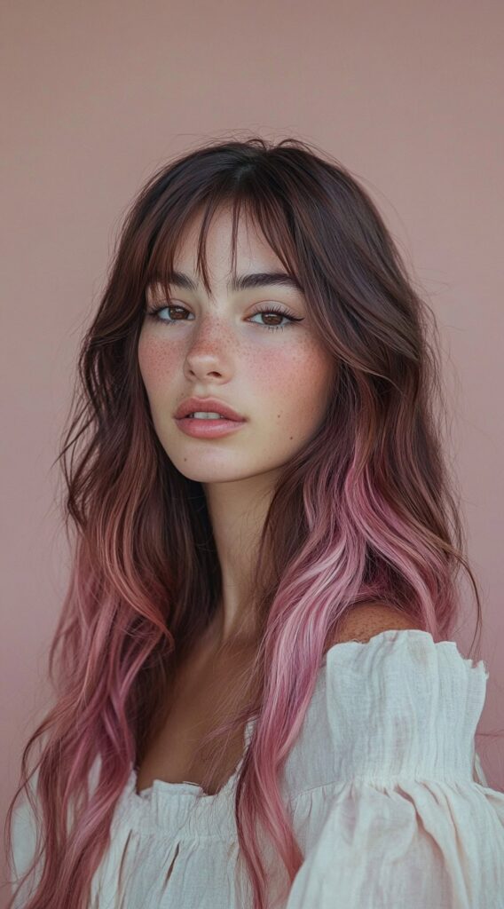 Long Waves with Pastel Pink Highlights