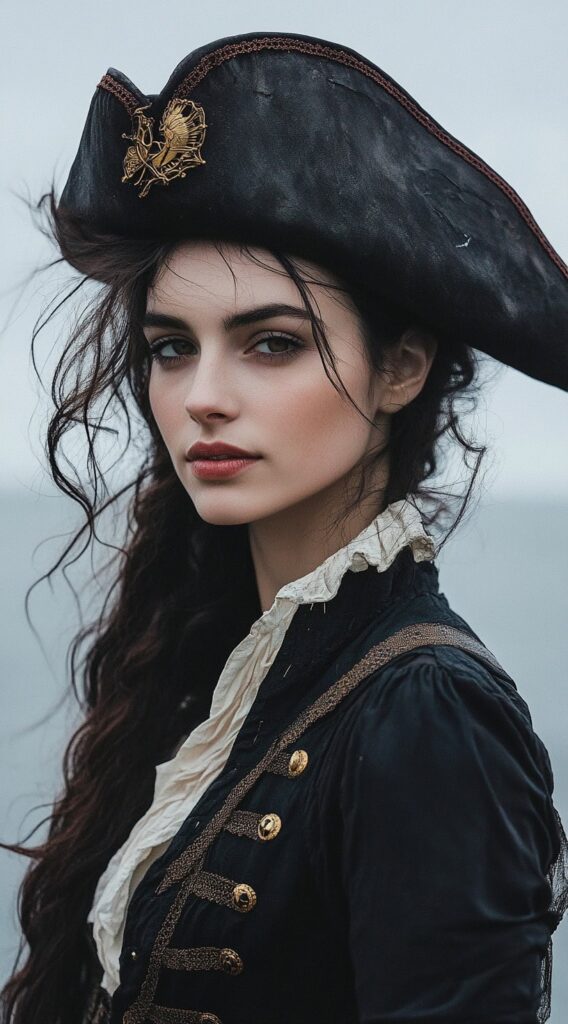 10 Pirate Hairstyles for Women 10 Long Wavy Hair to the Side with Pirate Hat