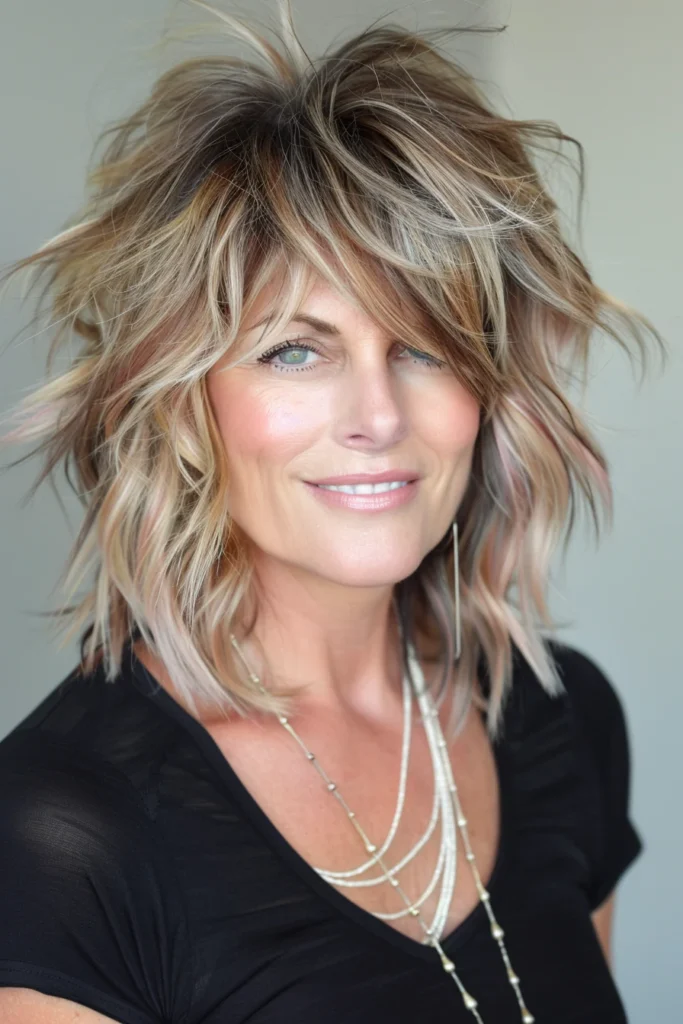 10 Stylish Shag Hairstyles for Women Over 50 7 Medium-Length Shag with Highlights