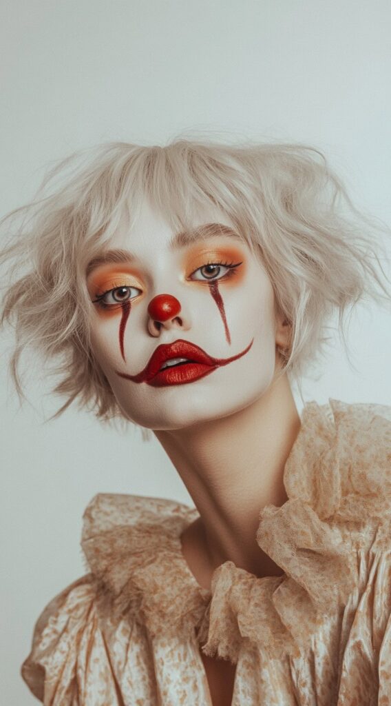 10 Clown Hairstyles: Fun and Frightening Ideas 11 Platinum Blonde Tousled Short Bob with Curtain Bangs