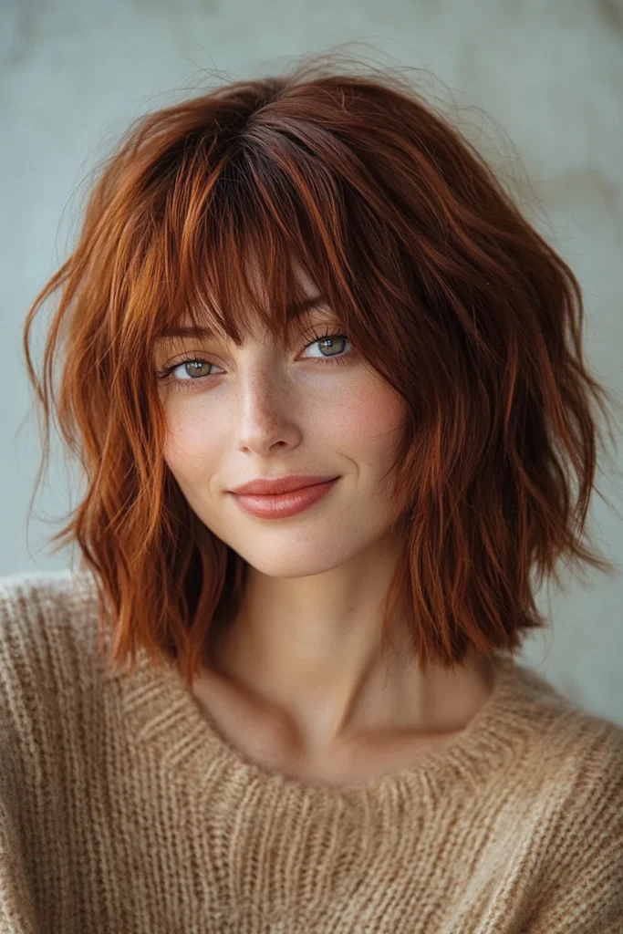 10 Stunning Medium Bob Hairstyles 10 Shaggy Bob with Warm Auburn Wash