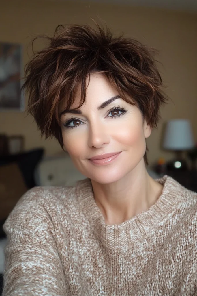 10 Chic Short Hairstyles for Women Over 50 5 Shaggy Pixie – Auburn Highlights