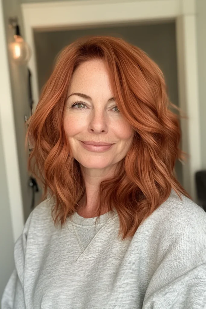 10 Powerful Hairstyles for Women Over 50 5 Shoulder-Length Lob with Auburn Tones