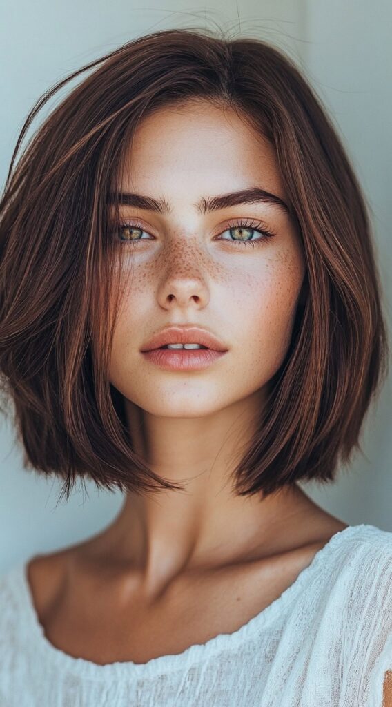 10 Modern and Stylish Brown Bob Hairstyles 3 Sleek Classic Bob with Blunt Ends