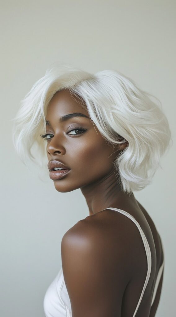 10 Modern Blonde Bob Hairstyles 3 Sleek Platinum Blonde Bob with Side Part