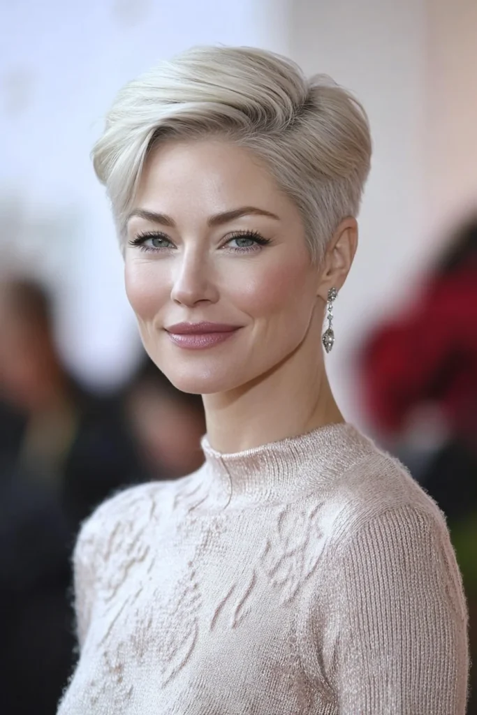 Sleek Side-Parted Pixie in Icy Platinum