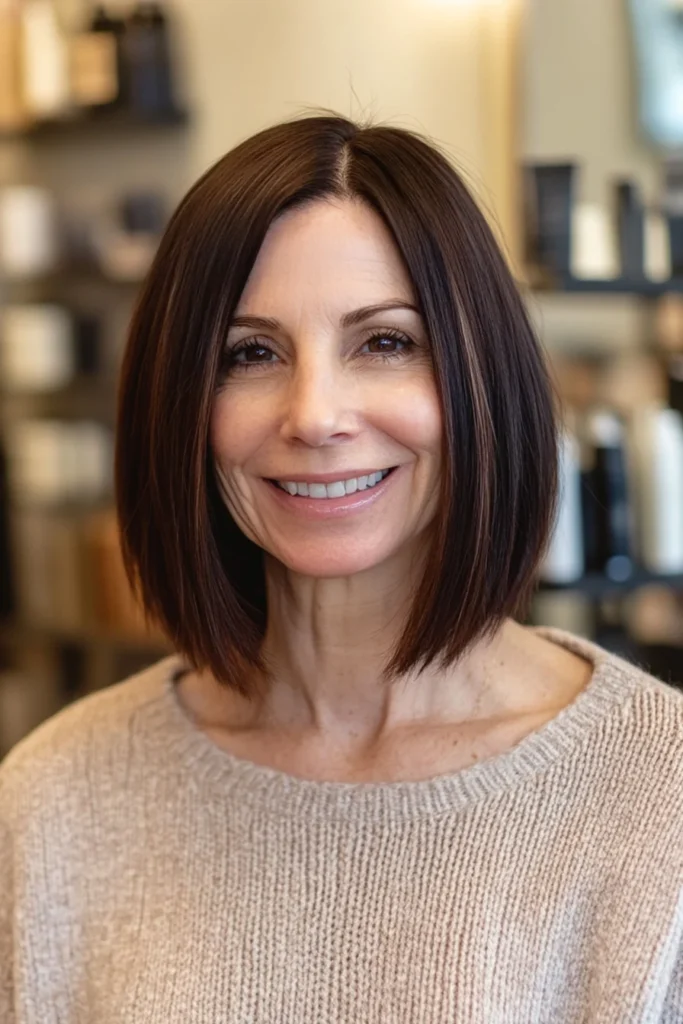 10 Stunning Bob Hairstyles for Women Over 50 11 Soft Blunt Bob with a Deep Side Part