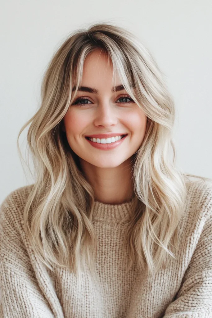 10 Stunning Medium Length Layered Haircuts 2 Soft Feathered Layers with Champagne Blonde