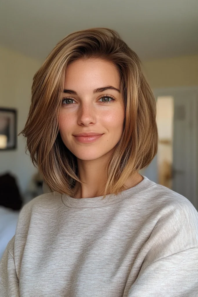 10 Stylish Bob Hairstyles for Thin Hair 2 Soft Layered Bob in Warm Honey Blonde