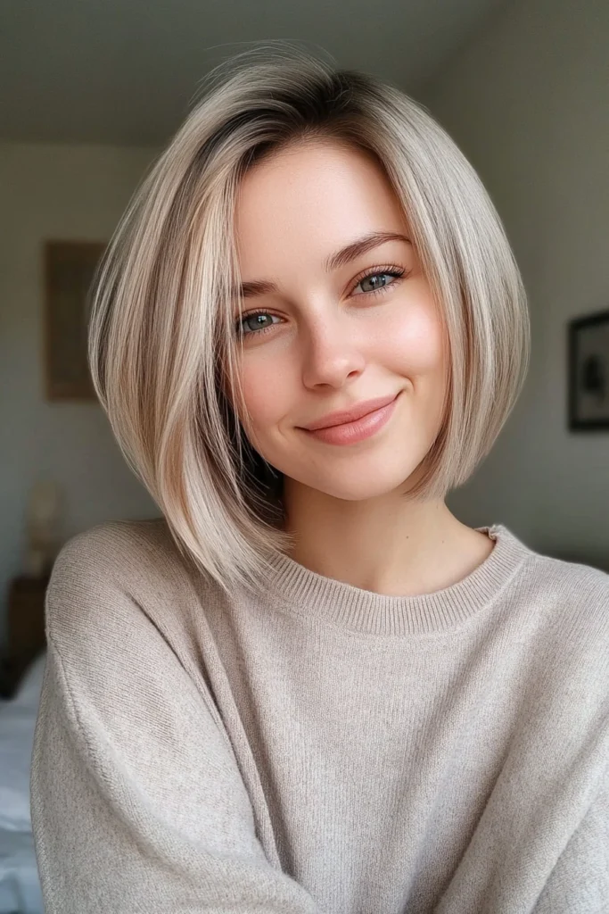 9 Chic Layered Bob Hairstyles 2 Softly Layered Ash Blonde Bob