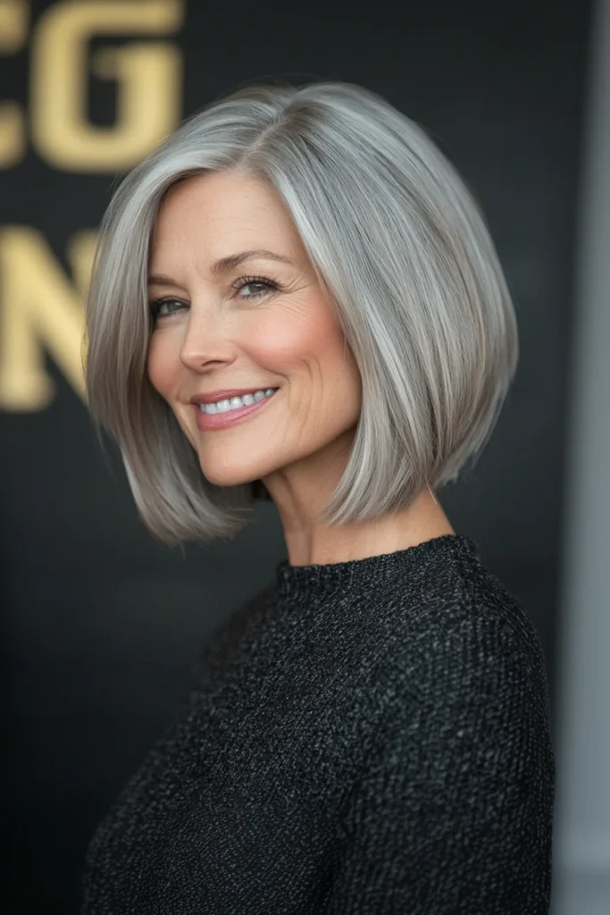 10 Chic Short Hairstyles for Women Over 50 3 Tapered Bob – Salt and Pepper Blend