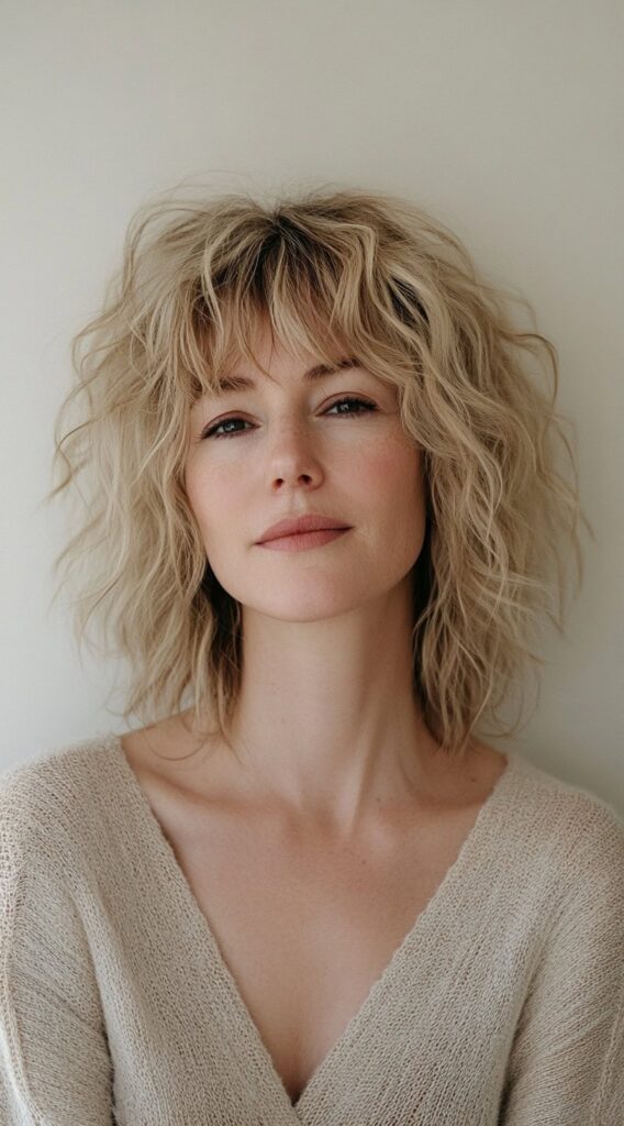 10 Flawless Fine Hair with Bangs Hairstyles 6 Textured Wavy Bob with Choppy Bangs