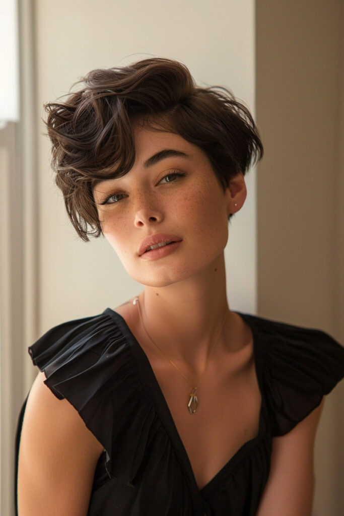 10 Short Flippy Hairstyles for Trendy Texture 6 The Side-Parted Flipped Out Pixie