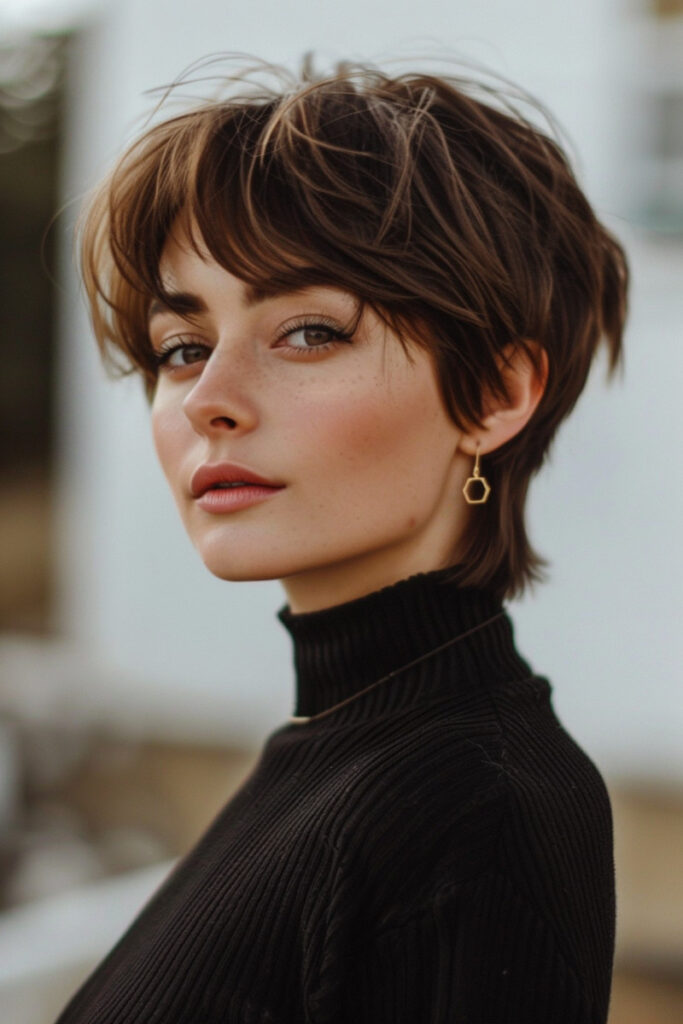 10 Short Flippy Hairstyles for Trendy Texture 9 The Wispy Pixie with Flipped Up Bangs