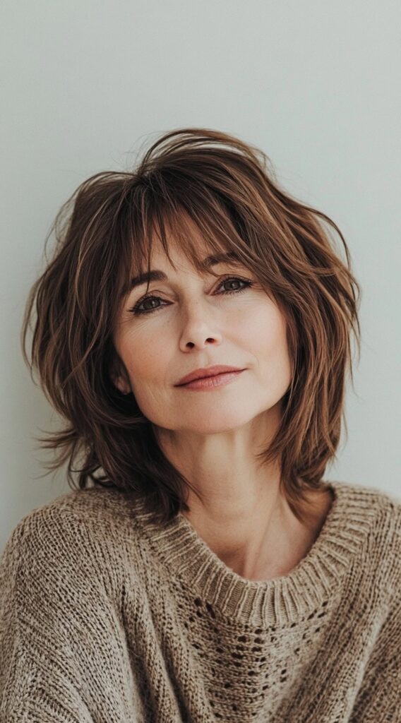 10 Modern Bob Hairstyles for Fine Hair 2 Tousled Layered Bob with Curtain Bangs